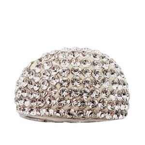 925 Silver Dome Pave Rhinestone Cigar Band Ring  Ring Size: 7 ,Band Width: 3.0mm